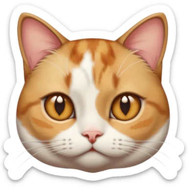 torbie and white cat with small head, hazel eyes, and short but chubby body sticker