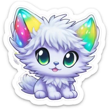 Anthro Fluffy Cool Cute Magical Elemental Shiny Colorful Neon Vibrant Colors Sparkle Kemono-style Chibi Fantasy-Animal-Fakémon-Pokémon-Hybrid Fur Sona Aesthetic Full Body Sticker sticker