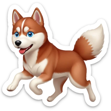 Red Siberian husky with blue eyes running playfully sticker