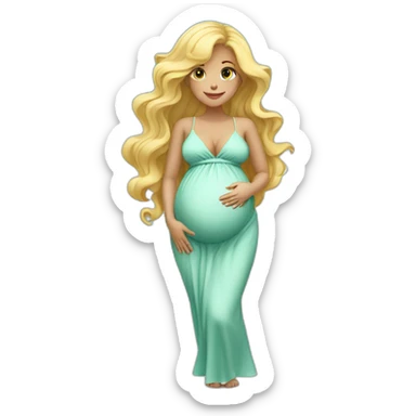 adorable pregnant blond full body women with beach-wave-hair sticker