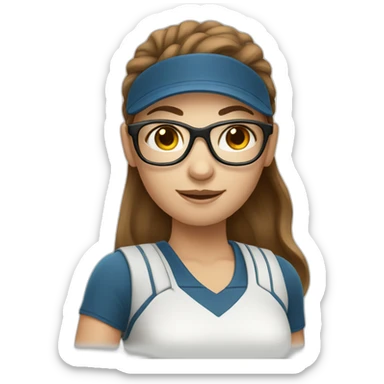 White skin long brown hair girl with eyeglasses playing tennis sticker