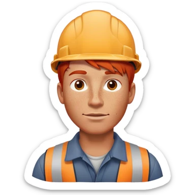 male construction worker with red hair and freckles sticker
