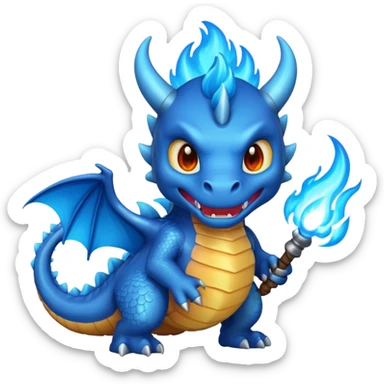 Make an emoji of a dragon shooting blue fire out of its mouth. sticker