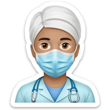 une personne avec un maque covid sticker