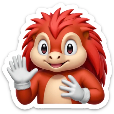 Sonic the hedgehogs friend knuckles a red animal with peach arms and white gloves he’s a echidna with red eyes sticker