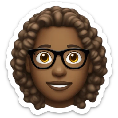 Milk chocolate coloured boy with long undercut curly hair and black streetwear glasses sticker