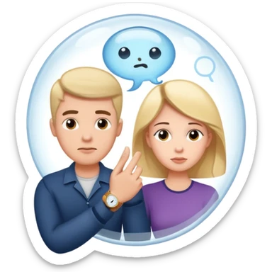 a couple in love with a wristwatch in a guys thinking bubble  sticker