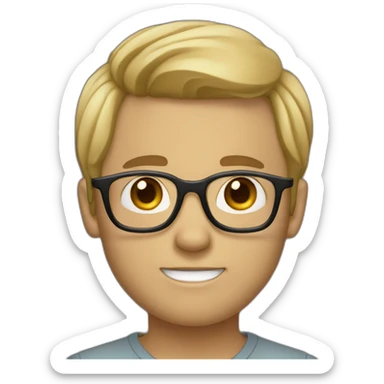 Big forehead boy with long straight dirty blonde hair wearing round glasses sticker