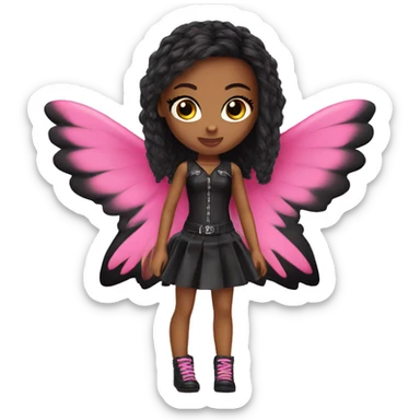 Bratz doll black with pink wings sticker