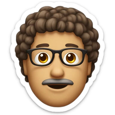 homme avec des cheveux bruns bouclés et des lunettes rondes et des yeux marrons sticker