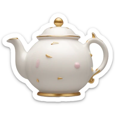 White porcelain tea pot with light pink and gold details  sticker