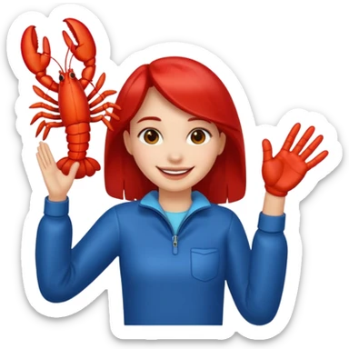 a lobster claw high five a girl emoji sticker