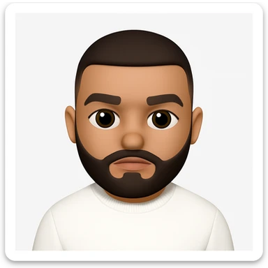 Convert this photo into a 3D emoji closely resembling the original person, in the style of Apple emojis. The style should mimic the look and feel of Apple 3D emojis with a friendly and expressive appearance. sticker