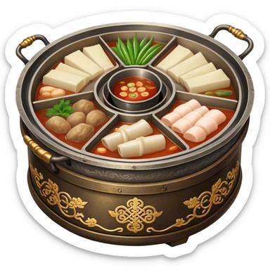 Vintage Chinese hotpot with divided sections sticker