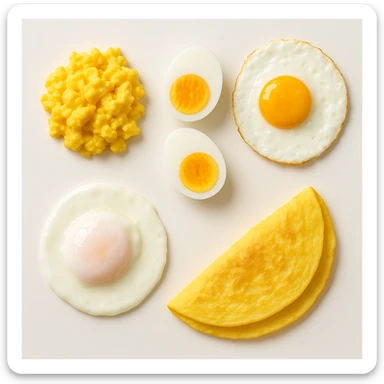 uova cotte in modo diverso in un clima pulito, viste dall'alto sticker