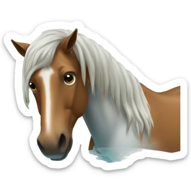 Un cheval qui mange une piscine  sticker