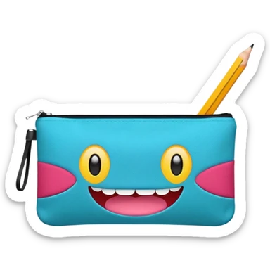 Pencil pouch with zipper mouth sticker