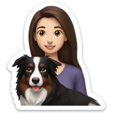black border collie and woman with long brown hair sticker