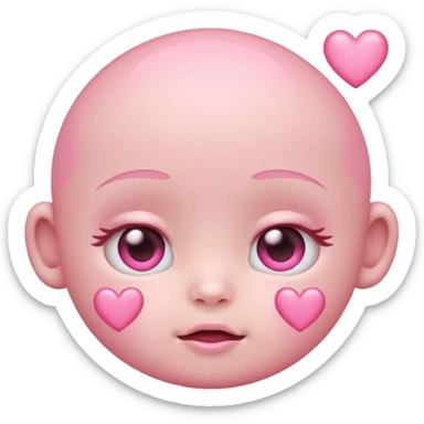a baby pastel pink love face emoji with pink hearts in the eyes and a glowing baby pink gradient behind it  sticker
