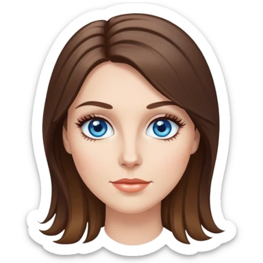 a white woman with brunette hair that has highlights and blue eyes with long eyelashes  sticker
