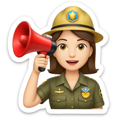 preciso de um emoji de um vendedor com megafone fazendo propaganda sticker