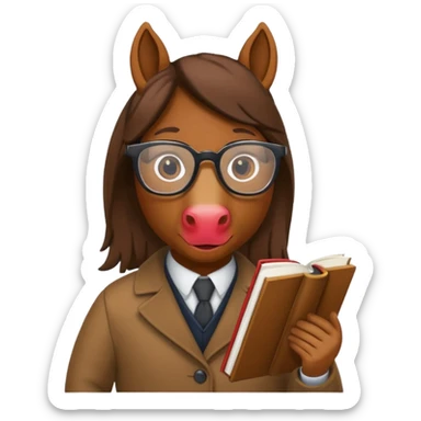 horse read book with glasses sticker