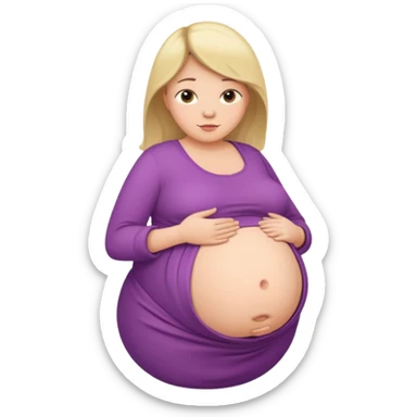 very heavily pregnant overdue woman with very large belly sticker