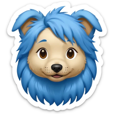blue haired dog with braided hair sticker