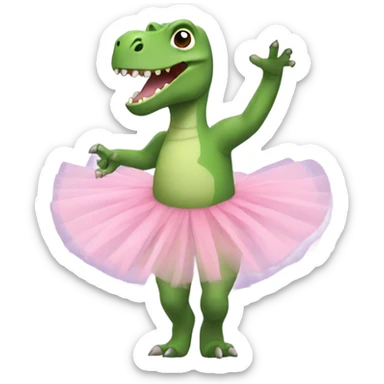 Dinosaur in a tutu doing ballet sticker