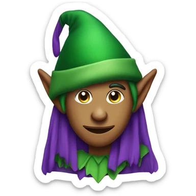 Green elf with purple hat sticker