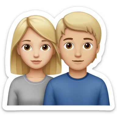 Amour à distance fille blonde et garçon châtain tous les deux clair de peau  sticker