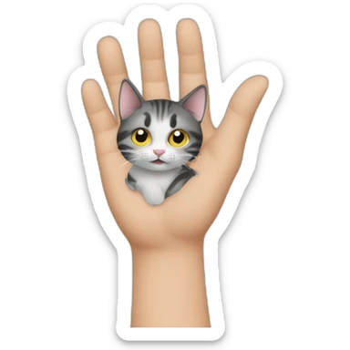 cat wave hand sticker