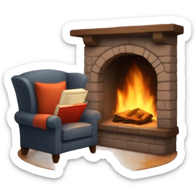 Cozy fireplace reading book sticker