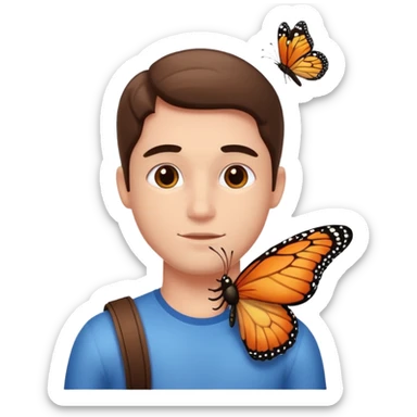 Crea un emoji para usar en WhatsApp con estos dos emoji 🥷🏻🦋. sticker