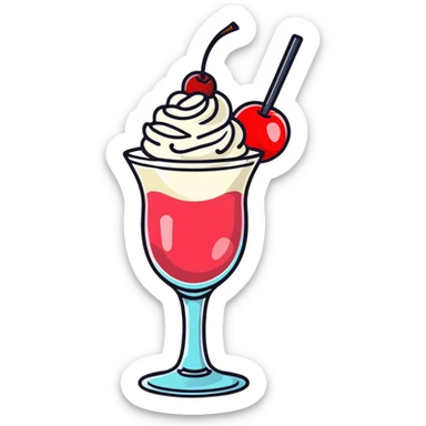 fancy pink frozen cocktail with whipped cream top and cherry sticker