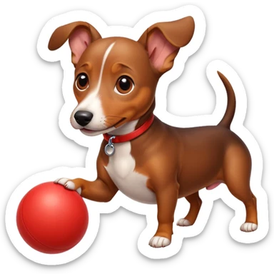 Weiner dog with a ball sticker