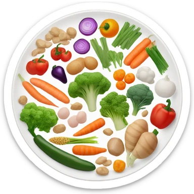 round white plate with healthy food sticker