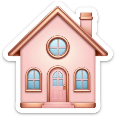 Home | vector icon of a feminine home icon in rose gold and blush pink, flat minimal design, soft glow, white background sticker