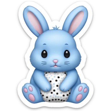 A blue bunny with black polka dots sticker