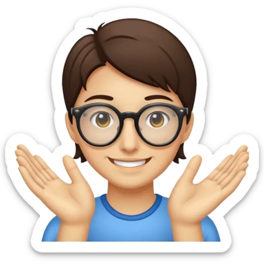 Cara sonriente guiñando el ojo, con la mano derecha lenta un poco los lentes de solo para que se vea como está guiñando el ojo sticker