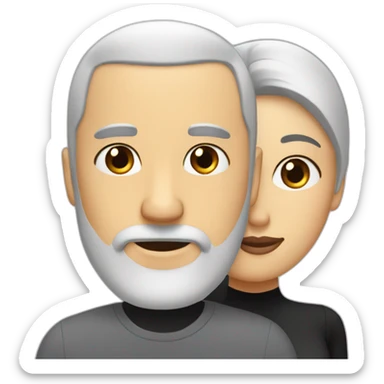 bald man with a gray beard and a thin woman with black hair sticker