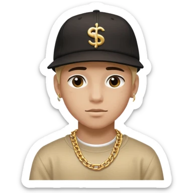 handsome boy with backside cap hip hop only neck  sticker