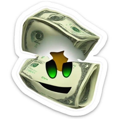 Money sign as eyes with tounge sticking out in excitement emoji sticker