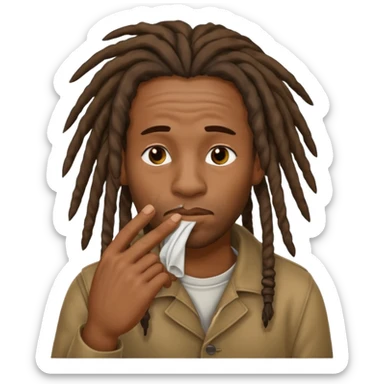 Black man with dreads wiping his nose with index finger sticker