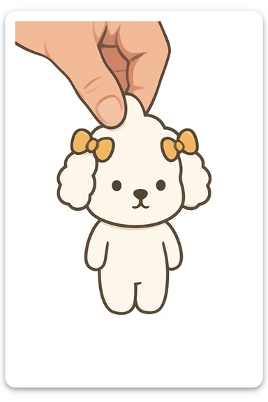 Adjust the image of the cute little dog to bring its legs closer together while maintaining the same cute style and keeping all other details the same. sticker