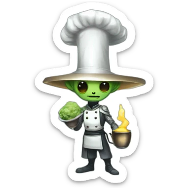 alien chef scifi roguelike rpg style inspired by slay the spire digital art sticker