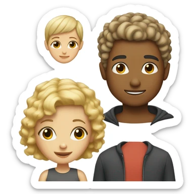 Boy with brunette buzz, cut, and girl with blonde curly hair sticker