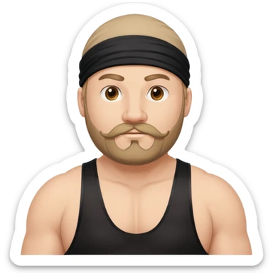 White skin fat guy with black durag, beard and mustache in wrestling singlet sticker