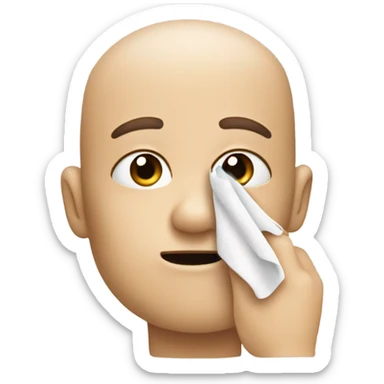 Nose wipe with index finger no tissue  sticker