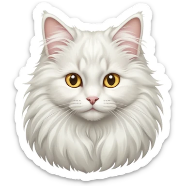 White Norwegian forest cat with long fluffy fur, bushy tail, large tufted ears and bright eyes sticker
